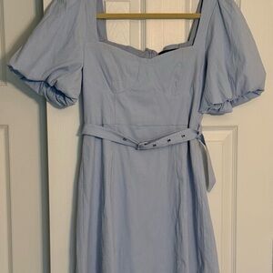 Elegant Blue Puff Sleeve Dress